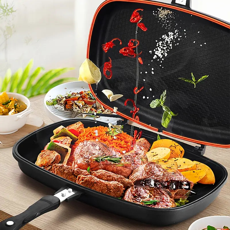 Sartén Doble de Acero Inoxidable Antiadherente 36Cms