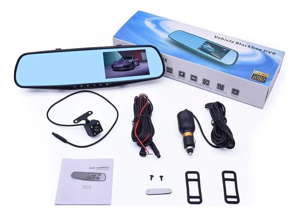 Espejo Retrovisor Doble Cámara Full HD Con Accesorios