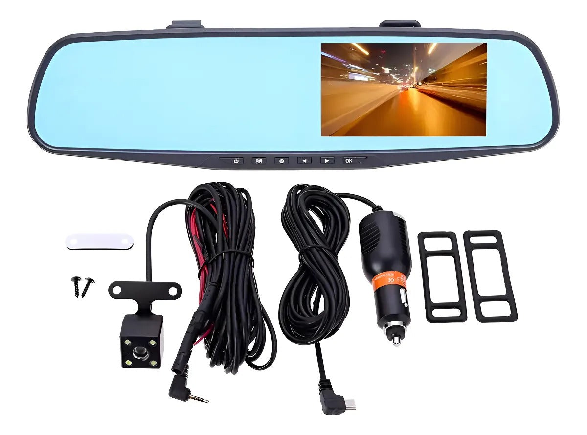 Espejo Retrovisor Doble Cámara Full HD Con Accesorios