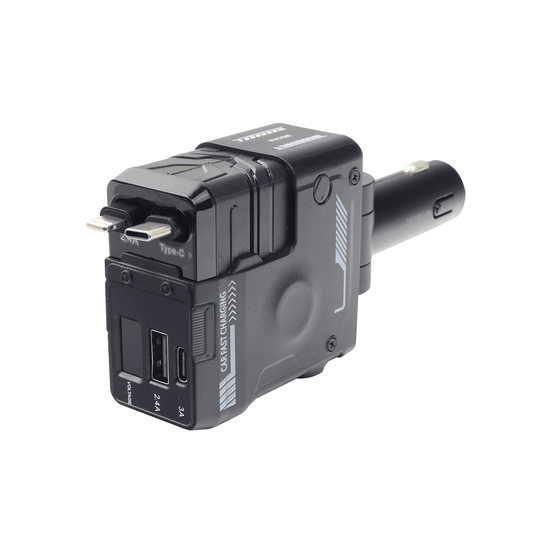 Cargador de coche multifuncional de carga rápida con cable retráctil