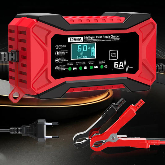 Cargador Inteligente de Bateria para Carro, Moto, Camionetas y Más