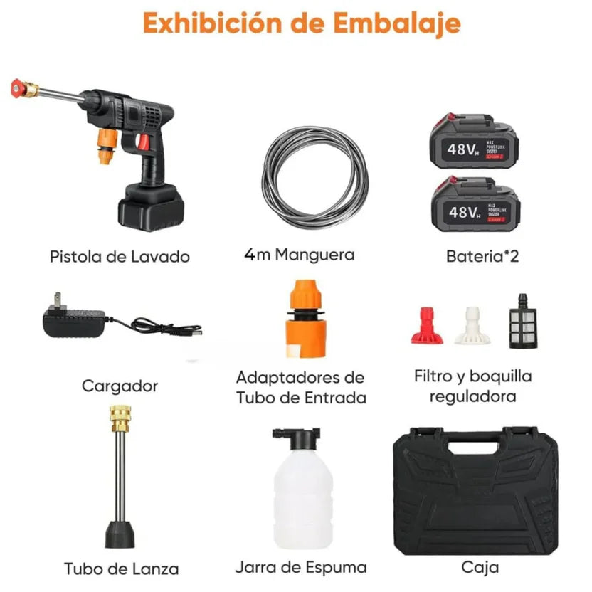 Hidrolavadora Inalámbrica Portátil Recargable 48v 2 Baterías